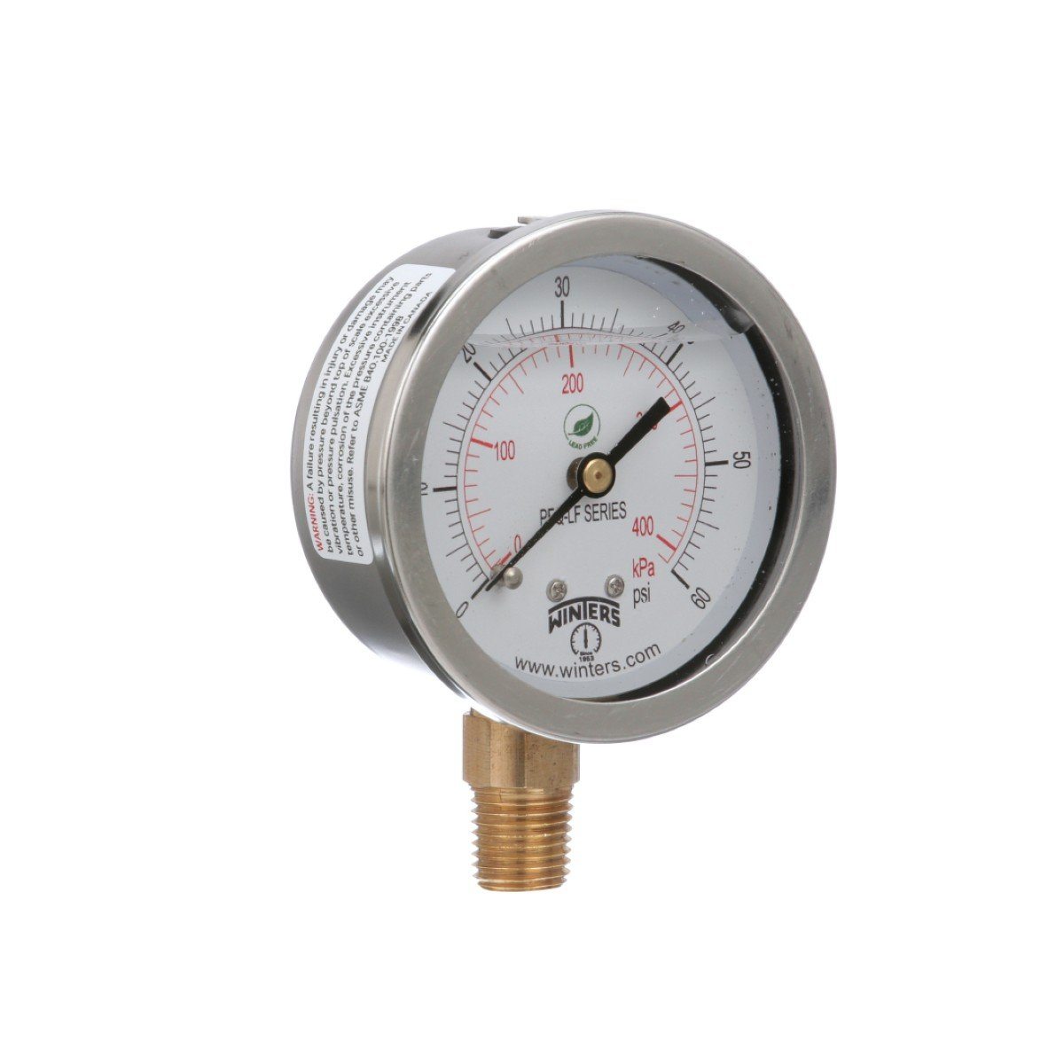 PFQ Gauge | 2.5in Dial | Lead Free Brass | Bottom Mount