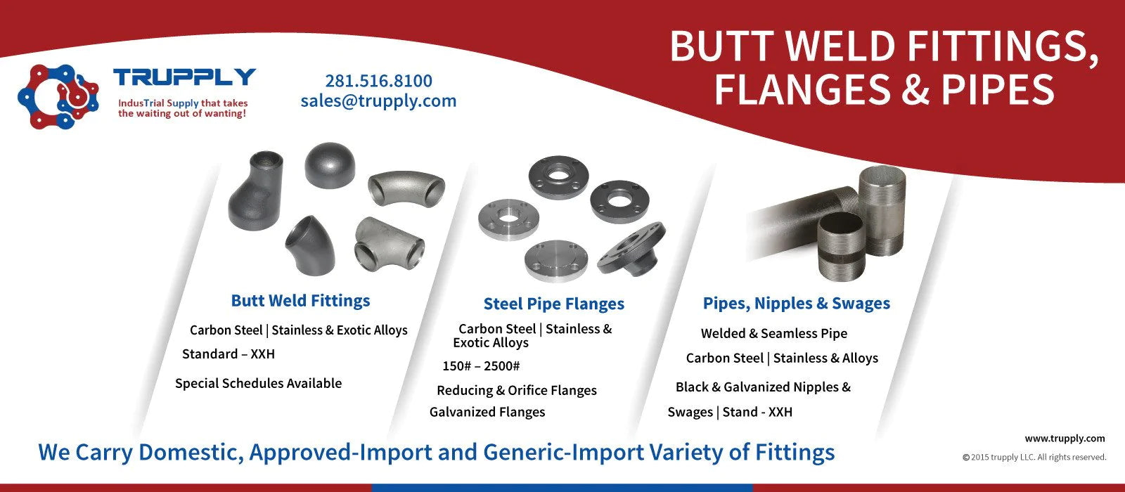 Butt Weld Fittings, Flanges & Pipes - Trupply
